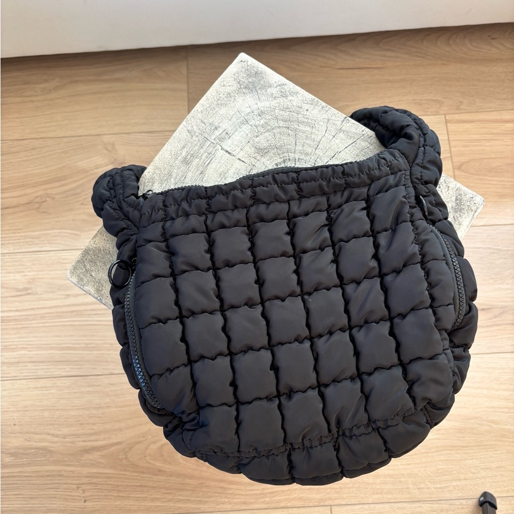 Street level Quilted Black Puffer Crossbody Bag